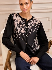 Love & Roses Black Animal Fine Gauge Cardigan - Image 1 of 4