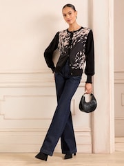 Love & Roses Black Animal Fine Gauge Cardigan - Image 3 of 4