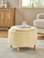 Mini Stripe Geo Ochre Yellow Ashton Storage Stool - Image 2 of 8