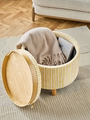 Mini Stripe Geo Ochre Yellow Ashton Storage Stool - Image 3 of 8