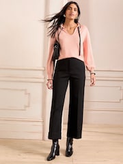 Love & Roses Pink Scallop Tie Neck Knitted Jumper - Image 3 of 4