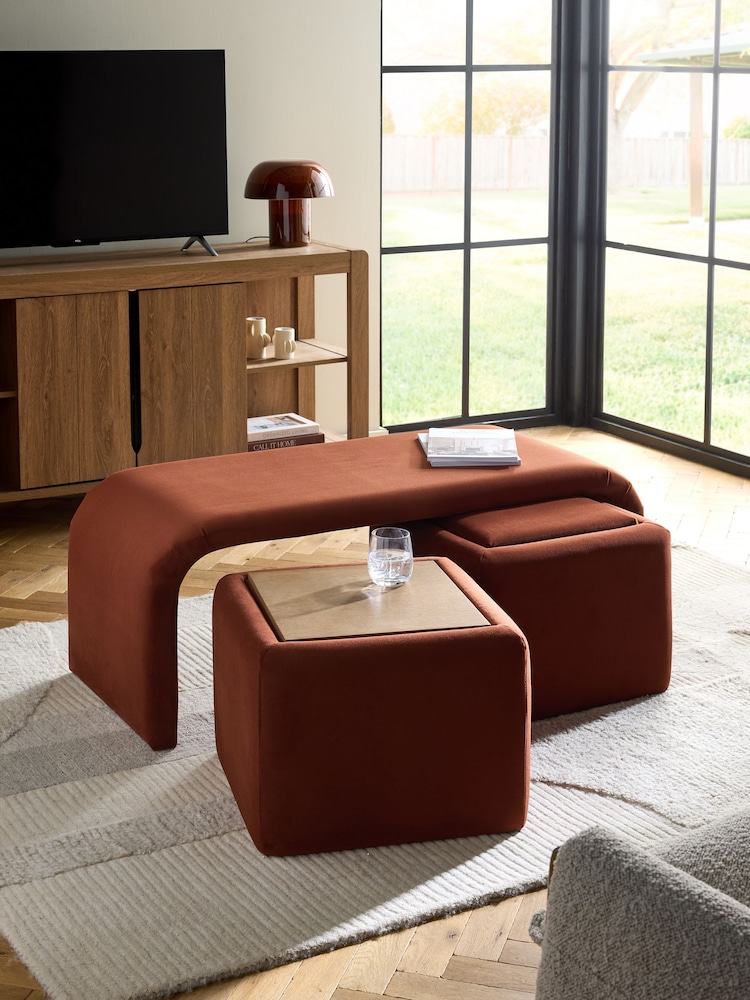 Soft Velvet Rust Brown Sidney Coffee Table - Image 1 of 11