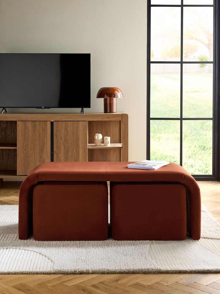 Soft Velvet Rust Brown Sidney Coffee Table - Image 2 of 11