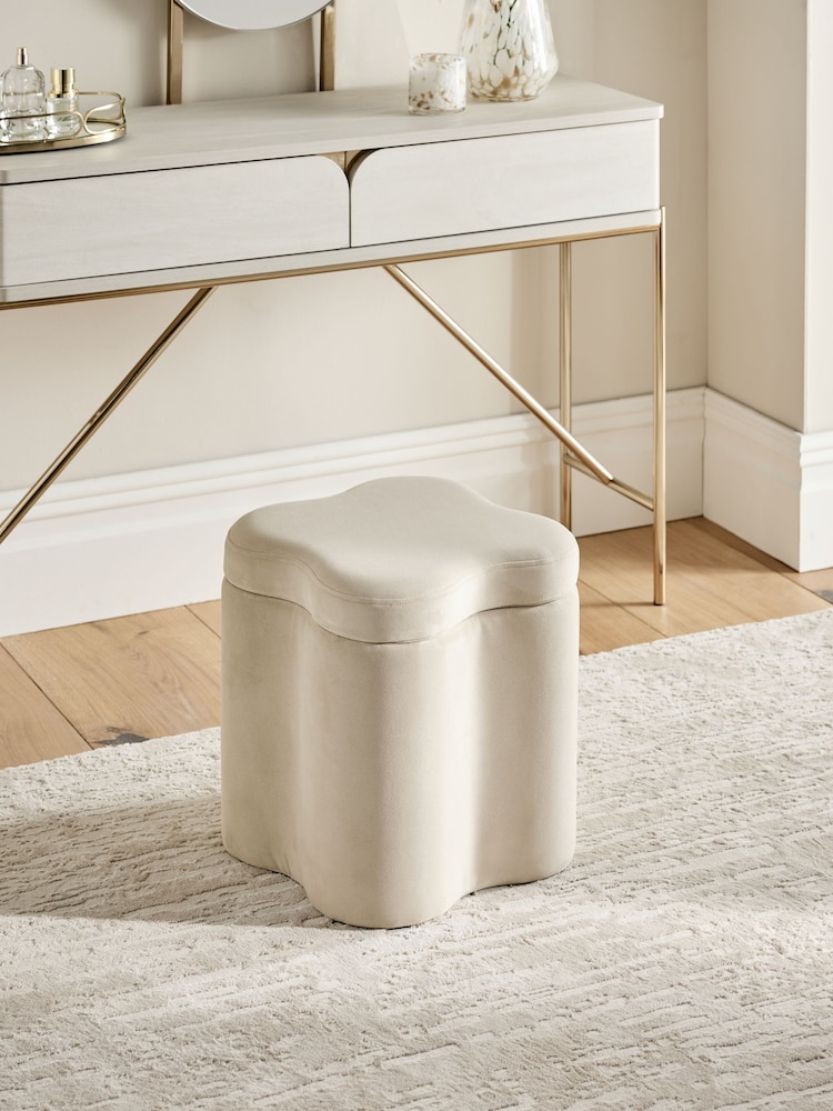 Soft Velvet Pebble Natural Wave Storage Stool - Image 1 of 7