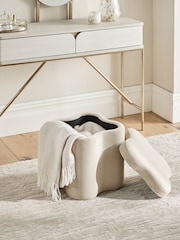 Soft Velvet Pebble Natural Wave Storage Stool - Image 2 of 7