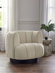 Soft Velvet Pebble Natural Valencia Swivel Accent Chair - Image 1 of 7