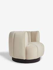 Soft Velvet Pebble Natural Valencia Swivel Accent Chair - Image 3 of 7