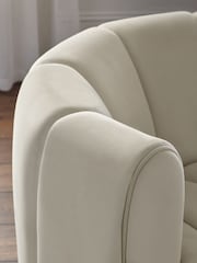 Soft Velvet Pebble Natural Valencia Swivel Accent Chair - Image 6 of 7