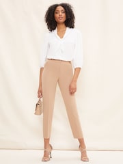 Friends Like These Cream V-Neck Bow Front 3/4 Sleeve Blouse - Image 3 of 4