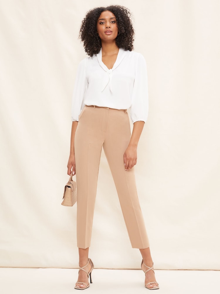 Friends Like These Cream V-Neck Bow Front 3/4 Sleeve Blouse - Image 3 of 4