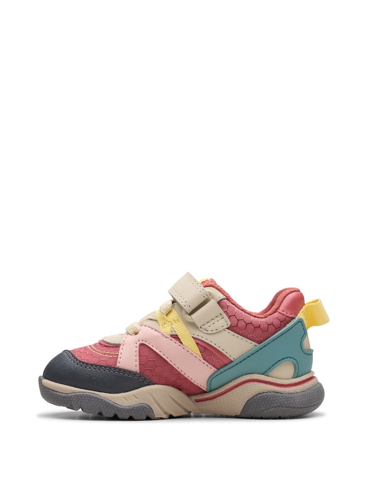 Clarks Pink Standard Fit (F) Combi Feather Pace T Trainers - Image 2 of 7