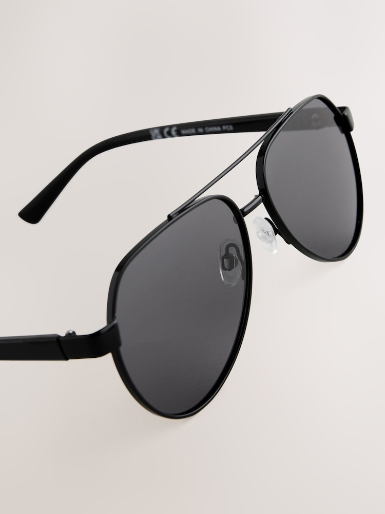 Noir - Lunettes de soleil style aviateur - Image 3 of 4