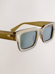 Green Rectangular Chunky Frame Sunglasses - Image 4 of 4