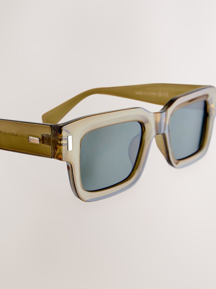 Green Rectangular Chunky Frame Sunglasses - Image 4 of 4