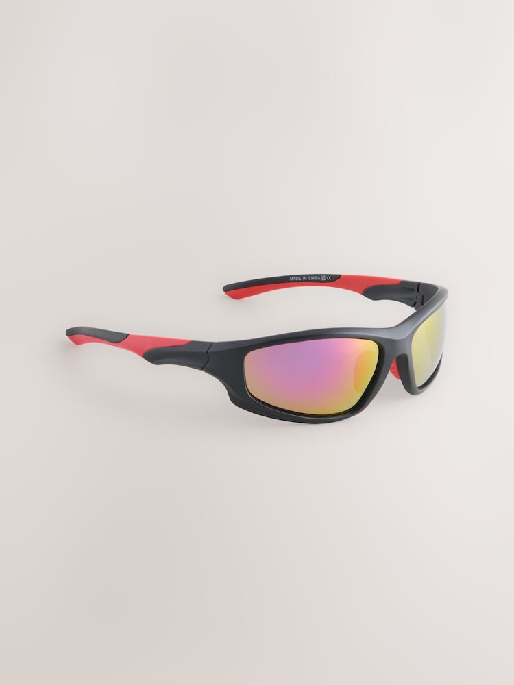 Black Red Sports Style Sunglasses - Image 1 of 3
