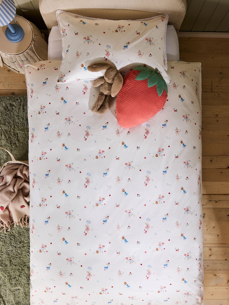 White Bunny 100% Cotton Duvet Cover and Pillowcase Set - Image 2 of 7 White Bunny 100% Cotton Duvet Cover and Pillowcase Set - Image 2 of 7