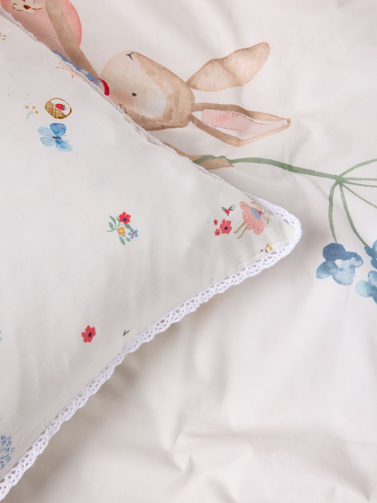 White Bunny 100% Cotton Duvet Cover and Pillowcase Set - Image 7 of 7 White Bunny 100% Cotton Duvet Cover and Pillowcase Set - Image 7 of 7
