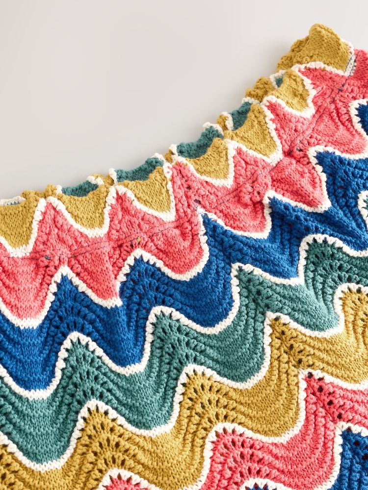 Blue/Pink Crochet Wave Holiday 100% Cotton Shorts - Image 8 of 9