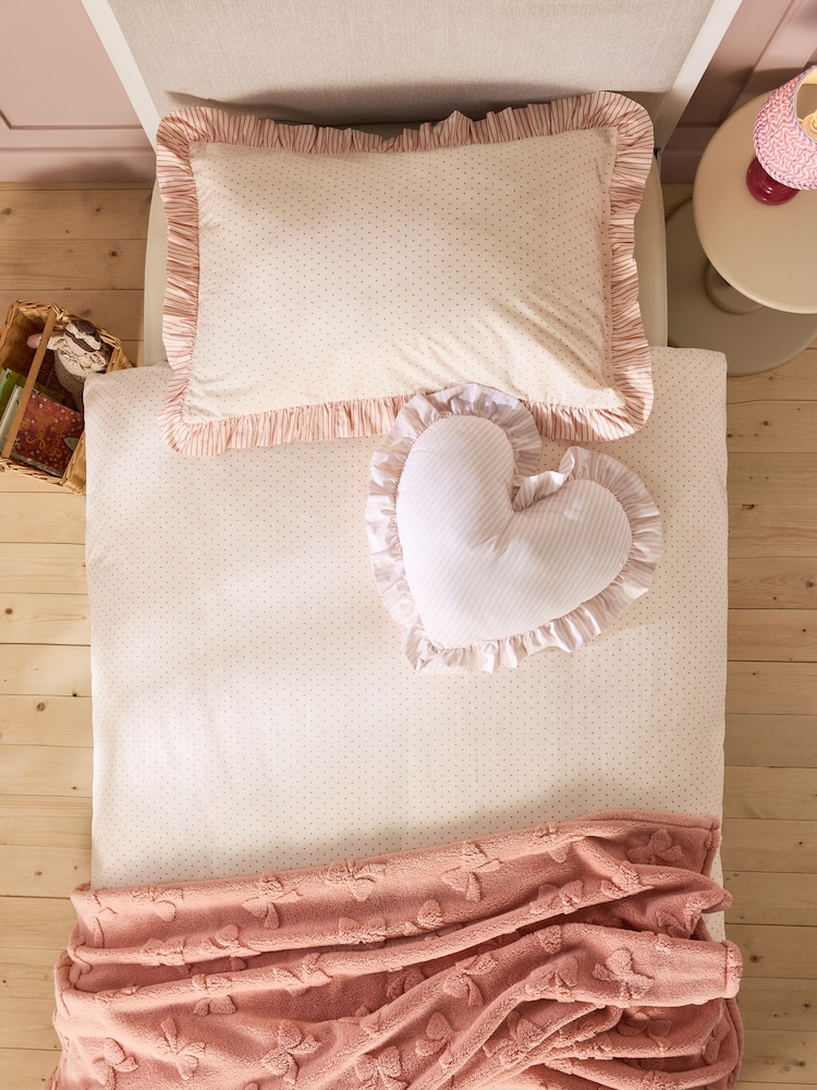 Natural/Pink Floral 100% Washed Cotton Duvet Cover and Pillowcase Set - Image 2 of 7