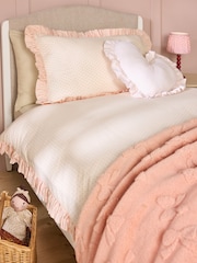 Natural/Pink Floral 100% Washed Cotton Duvet Cover and Pillowcase Set - Image 4 of 7