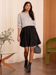 Love & Roses Black Chiffon Ruffle Mini Skirt - Image 1 of 4