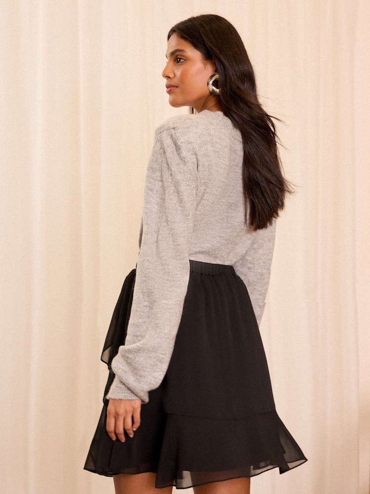 Love & Roses Black Chiffon Ruffle Mini Skirt - Image 4 of 4