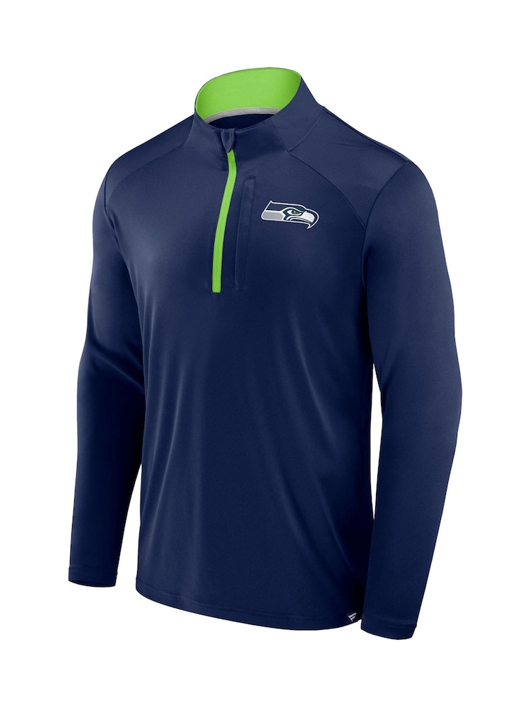 Fanatics Blue NFL Seattle Seahawks Defender Quarter Zip Sweatshirt - Image 2 of 3
