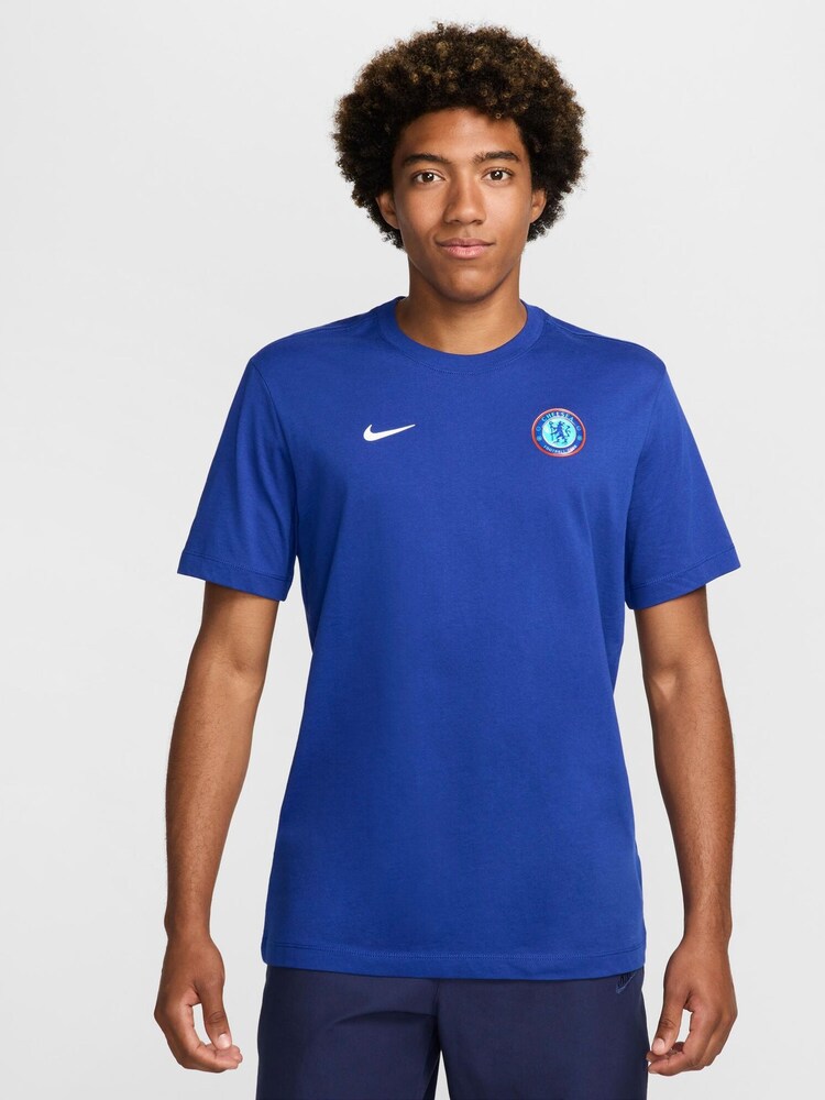 Nike Blue Chelsea Club Essential 100% Cotton T-Shirt - Image 1 of 5
