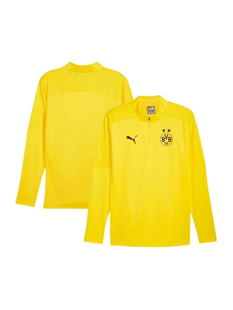 Puma Yellow Borussia Dortmund Training 1/4 Football Shirts - Image 1 of 3
