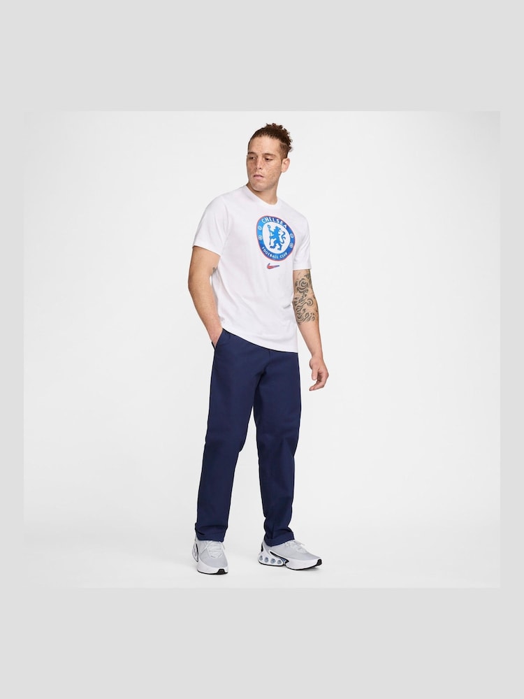 Nike White Chelsea Crest 100% Cotton T-Shirt - Image 1 of 4