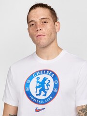 Nike White Chelsea Crest 100% Cotton T-Shirt - Image 3 of 4