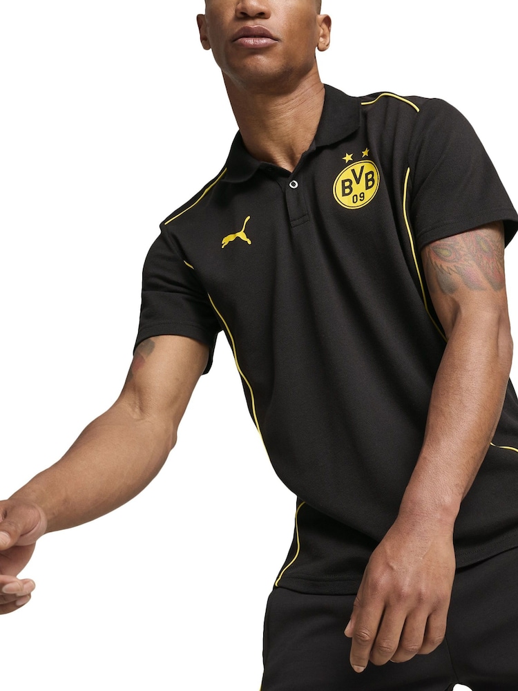 Puma Black Borussia Dortmund Casuals Polo Shirt - Image 1 of 2