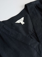 Black Short Sleeve Overhead 100% Linen Top - Image 7 of 8