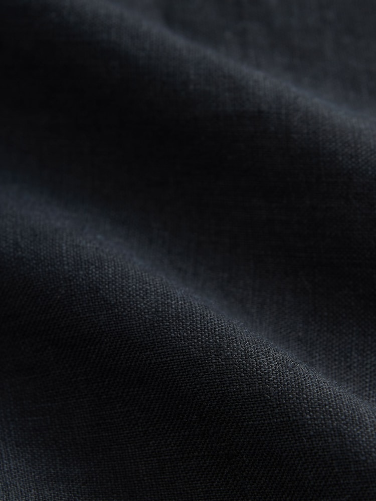 Black Short Sleeve Overhead 100% Linen Top - Image 8 of 8