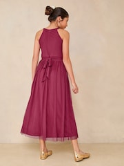 Lipsy Burgundy Red Teen Cut Out Midi Occasion Dress (10-16yrs) - Image 3 of 5