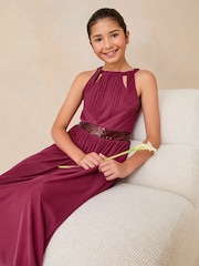 Lipsy Burgundy Red Teen Cut Out Midi Occasion Dress (10-16yrs) - Image 4 of 5