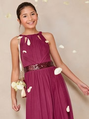 Lipsy Burgundy Red Teen Cut Out Midi Occasion Dress (10-16yrs) - Image 5 of 5