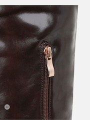 Simmi London Brown Leon Knee High Stretch Heeled Boots - Image 3 of 4