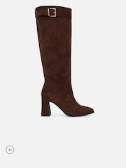 Simmi London Brown Hudson Knee High Buckle Detail Heeled Boots - Image 2 of 4