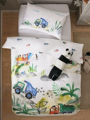 Animal Diggers 100% Cotton Printed Bedding Duvet Cover and Pillowcase Set - Image 2 of 7