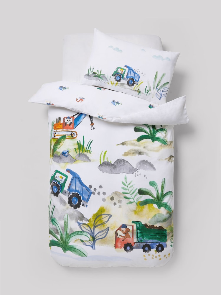 Animal Diggers 100% Cotton Printed Bedding Duvet Cover and Pillowcase Set - Image 4 of 7