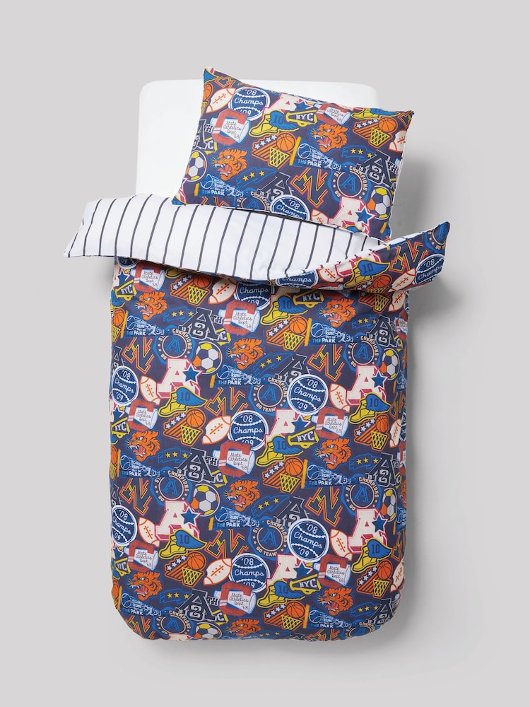 Sports 100% Cotton Printed Bedding Duvet Cover and Pillowcase Set - Image 6 of 6 Sports 100% Cotton Printed Bedding Duvet Cover and Pillowcase Set - Image 6 of 6