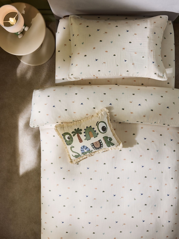 Crinkle Muslin 100% Cotton Duvet Cover and Pillowcase Set - Image 2 of 6