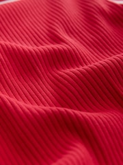 Red/White Ribbed Racer Tank Vest Sleeveless Top - Image 6 of 7