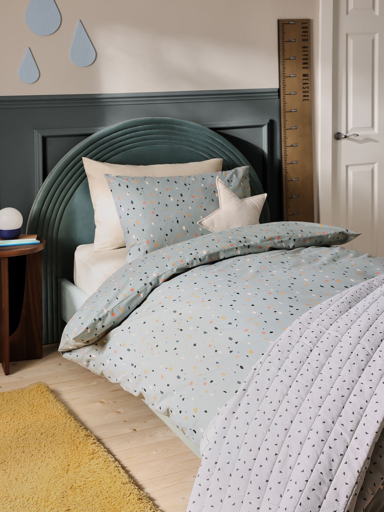 Petrol Terrazzo 100% Cotton Printed Bedding Duvet Cover and Pillowcase Set - Image 1 of 5 Petrol Terrazzo 100% Cotton Printed Bedding Duvet Cover and Pillowcase Set - Image 1 of 5