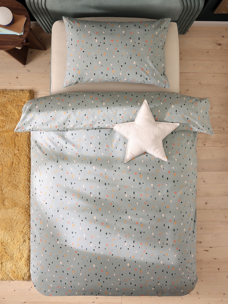 Petrol Terrazzo 100% Cotton Printed Bedding Duvet Cover and Pillowcase Set - Image 2 of 5 Petrol Terrazzo 100% Cotton Printed Bedding Duvet Cover and Pillowcase Set - Image 2 of 5