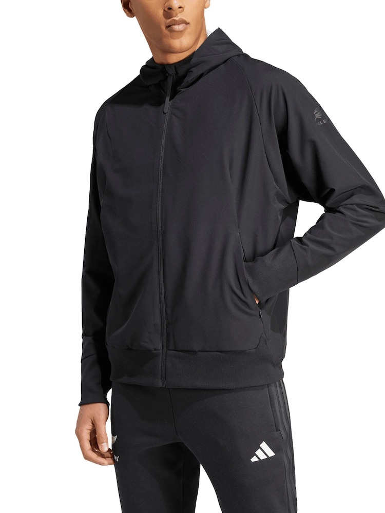 adidas Black All Woven Hoodie - Image 1 of 4
