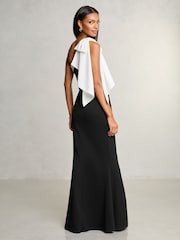 Lipsy Black/White Petite One Shoulder Bow Maxi Dress - Image 4 of 4