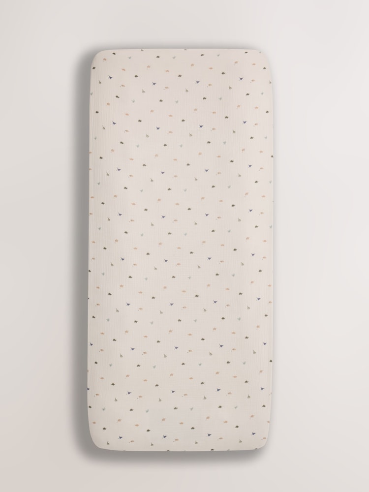 Mini Dino 100% Cotton Muslin Fitted Sheet - Image 2 of 3