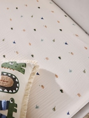 Mini Dino 100% Cotton Muslin Fitted Sheet - Image 3 of 3